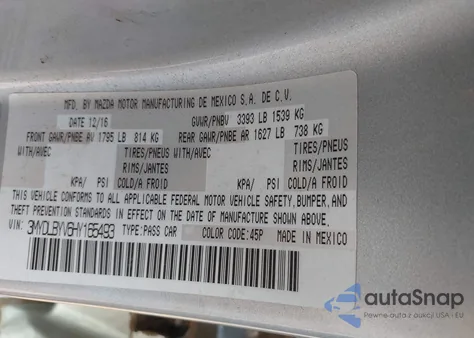 2017 Toyota Yaris Ia from USA, damaged, VIN 3MYDLBYV6HY165493